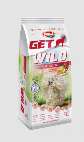 Kisállat webáruház - Panzi | Get Wild | Hypoallergenic | Felnőtt kutyáknak | Száraztáp | Bárány és rizs - 15 kg termékek