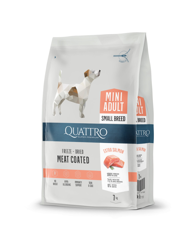Kisállat webáruház - QUATTRO Super Premium MINI BREED ADULT SALMON kutyatáp 7kg termékek
