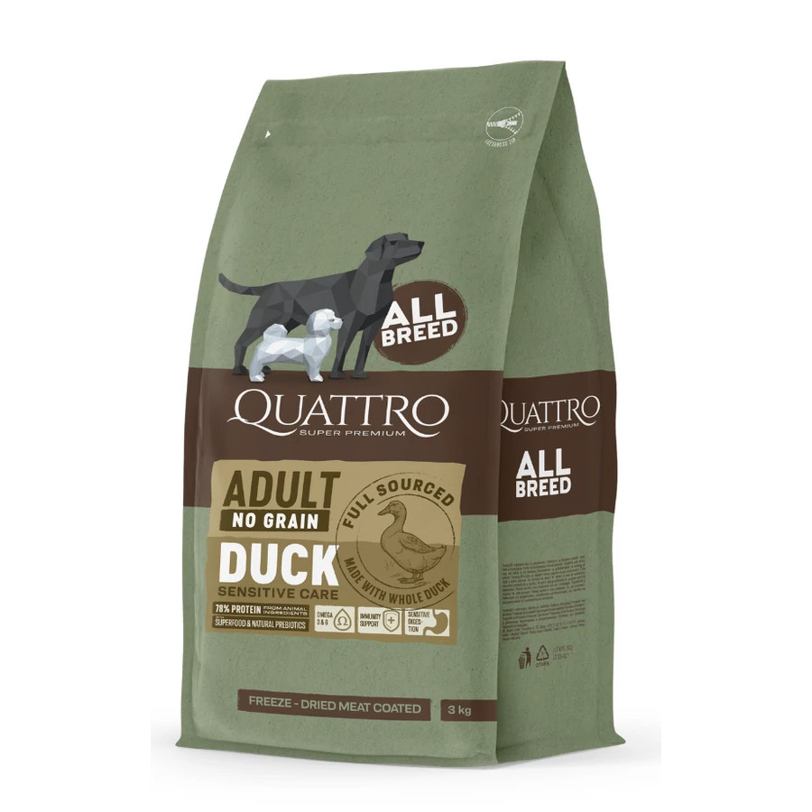 Kisállat webáruház - QUATTRO grain-free DUCK adult kutyatáp 12 kg termékek
