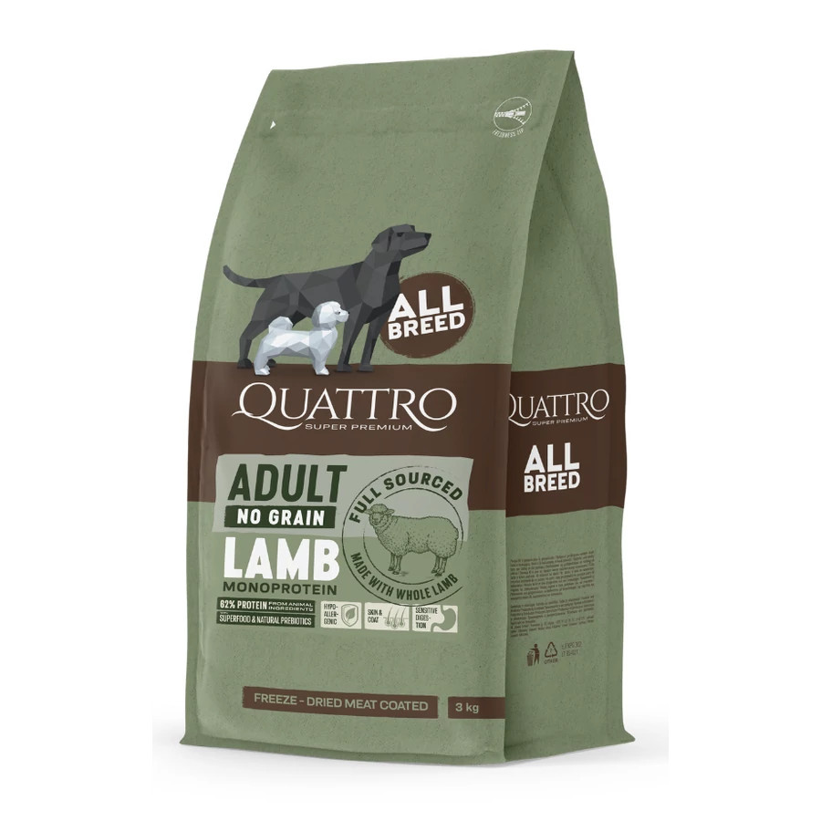Kisállat webáruház - QUATTRO grain-free LAMB monoprotein adult kutyatáp 12 kg termékek