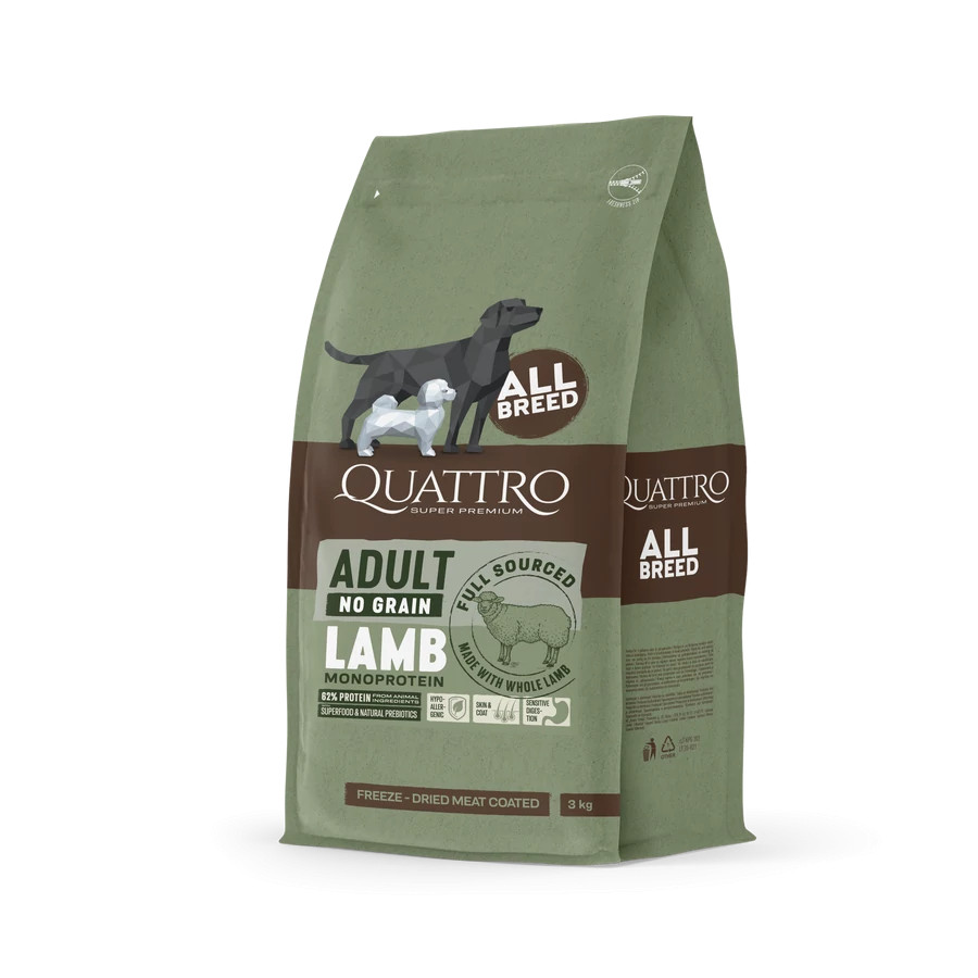 Kisállat webáruház - QUATTRO grain-free LAMB monoprotein adult kutyatáp 3 kg termékek