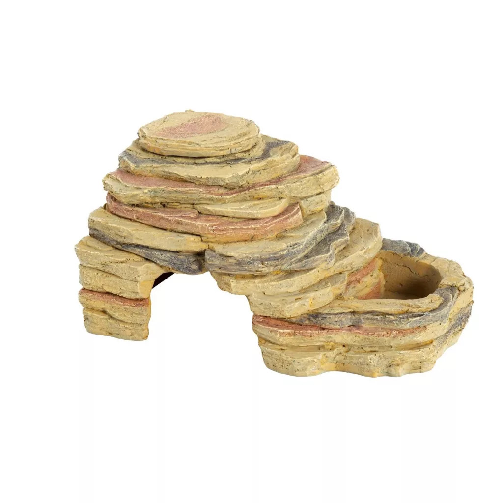 Kisállat webáruház - Repti Zoo | 3 az 1-ben bújó itató- és etetőtál | Többszintes dekor és pihenőterület hüllőknek – 41×17,5×14,5 cm termékek