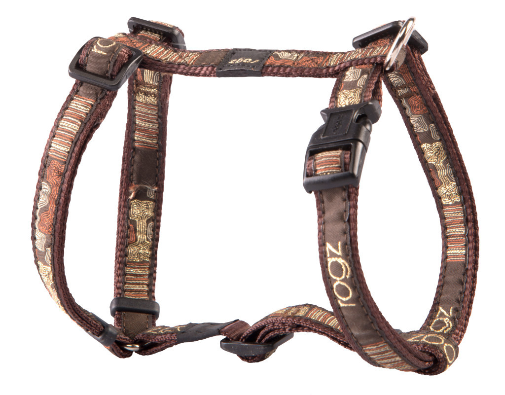 Kisállat webáruház - Rogz FANCY DRESS H-Hám XL Barna csontmintás termékek