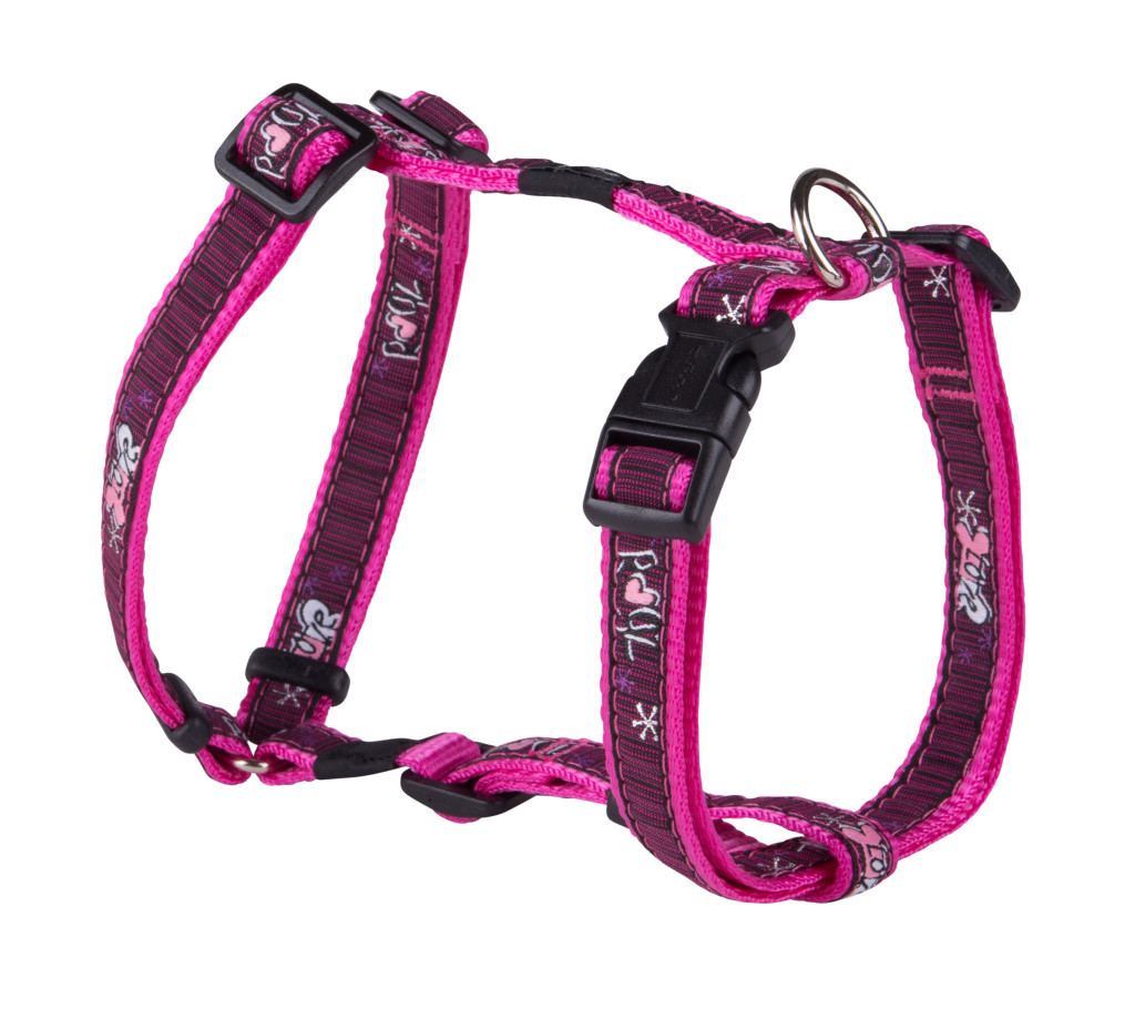 Kisállat webáruház - Rogz FANCY DRESS H-Hám XL Rózsaszín csontmintás termékek