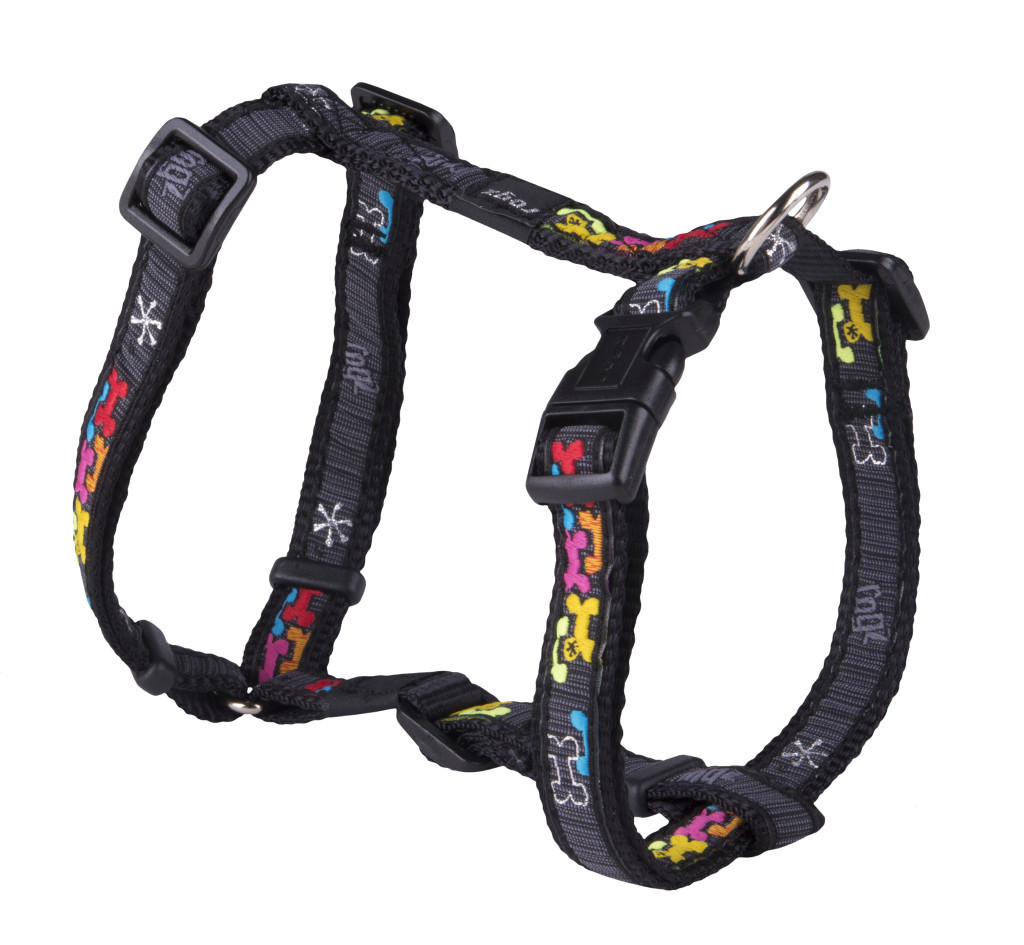 Kisállat webáruház - Rogz FANCY DRESS H-Hám XL Színes csontmintás termékek