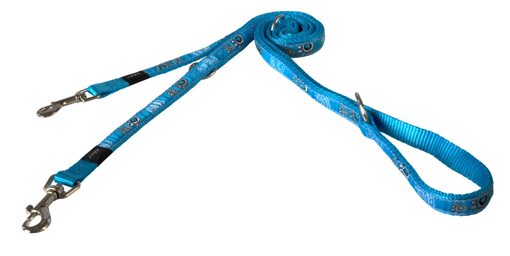 Kisállat webáruház - Rogz FANCY DRESS Multi-póráz XL 1,8 m Türkiz tappancsmintás termékek