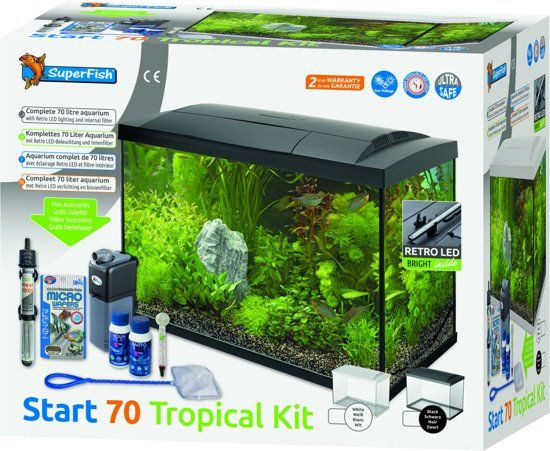 Kisállat webáruház - SUPERFISH | START 70 TROPICAL KIT BLACK | Trópusi teljes akváriumi szett, fekete - 63,5x35,6x48 cm termékek