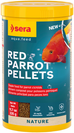 Kisállat webáruház - Sera Red Parrot Pellets | Színfokozó granulált táp vörös papagájsügérek részére – 1000 ml / 320 g termékek