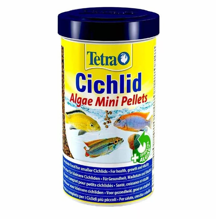 Kisállat webáruház - Tetra | Cichlid | Algae Mini Pellets | Táplálék sügér és diszkosz halak számára - 500 ml termékek
