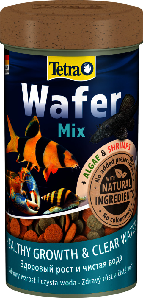 Kisállat webáruház - Tetra Wafer Mix | Kétféle prémium ostya aljzaton lakó halak és rákok számára – 250 ml termékek