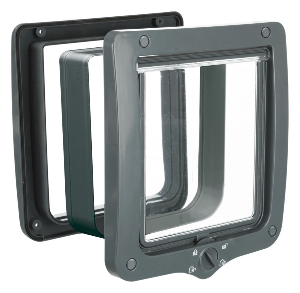 Kisállat webáruház - Trixie | 4-Way Flap Door XXL with Tunnel - kutya- és macskaajtó alagúttal (szürke) - 24-28cm termékek