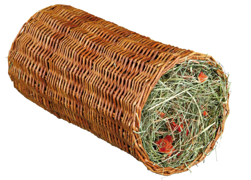 Kisállat webáruház - Wicker Tunnel with Hay | Bújócső (vesszőből font) szénával rágcsálók részére - 20x38 cm termékek