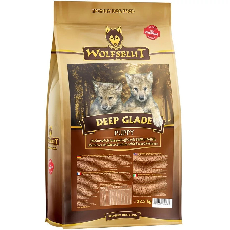 Kisállat webáruház - Wolfsblut Deep Glade Puppy Gímszarvas Vízibivallyal Édesburgonyával száraz kutyatáp 12,5 kg termékek