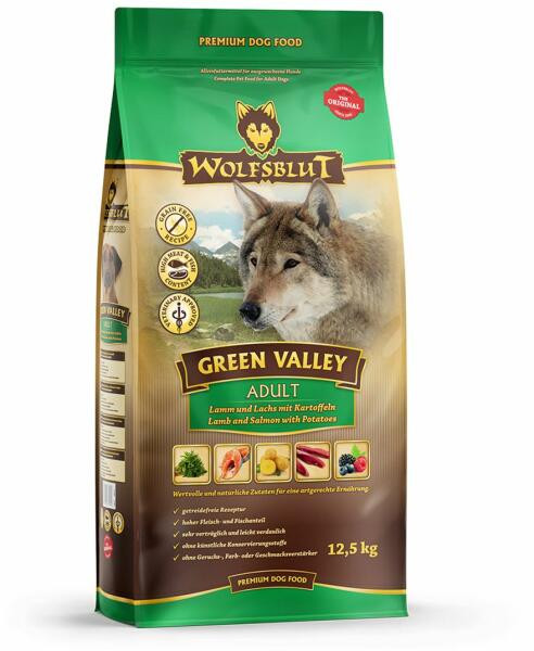 Kisállat webáruház - Wolfsblut Green Valley Adult Bárány Lazac Burgonyával száraz kutyatáp 12,5 kg termékek