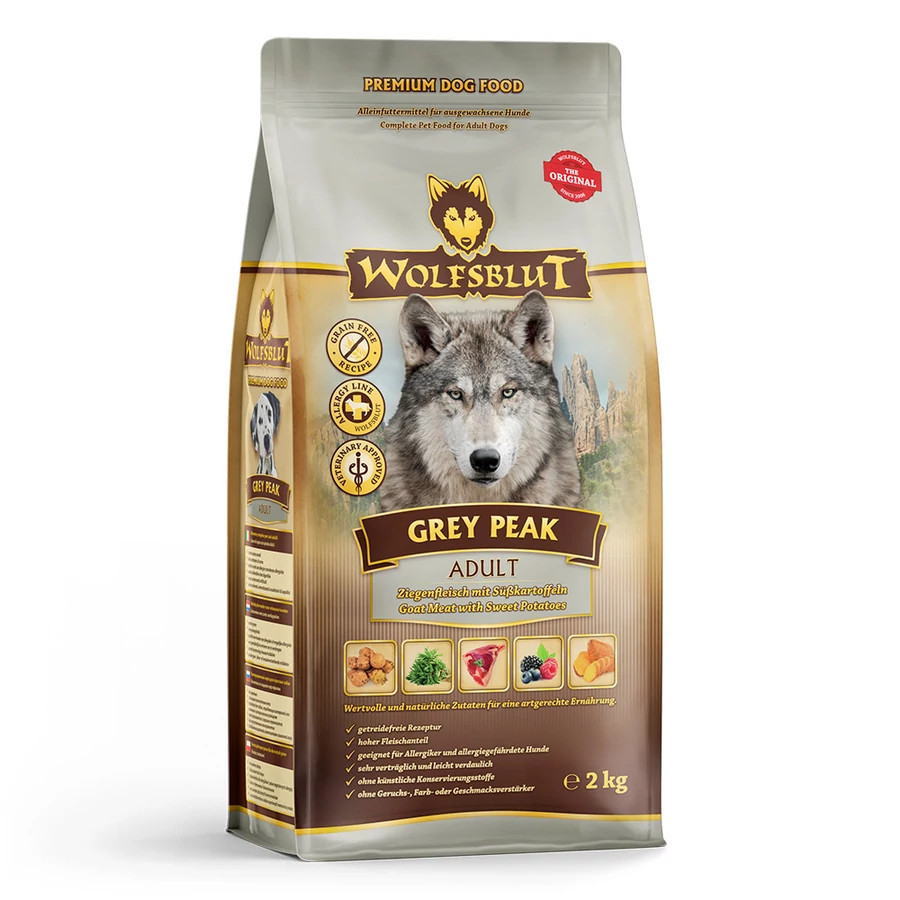Kisállat webáruház - Wolfsblut Grey Peak Adult Kecskehús Édesburgonyával száraz kutyatáp 2 kg termékek
