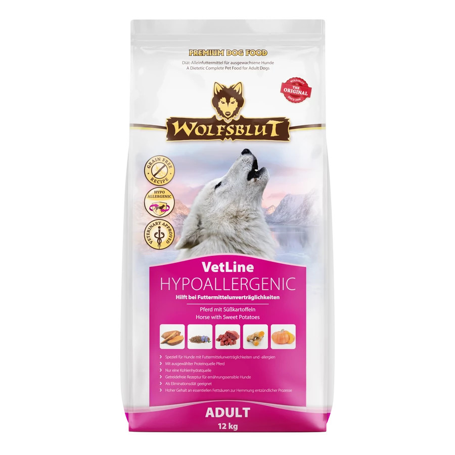 Kisállat webáruház - Wolfsblut VetLine Hypoallergenic Lóhús száraz kutyatáp 12 kg termékek