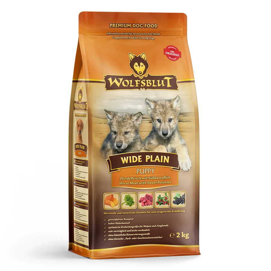 Kisállat webáruház - Wolfsblut Wide Plain Puppy Lóhús Édesburgonyával száraz kutyatáp 2 kg termékek