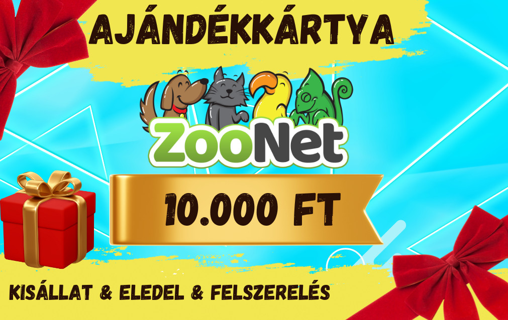 Kisállat webáruház - ZooNet Ajándékkártya | Kisállat, eledel és felszerelés vásárlásához – 10.000 Ft termékek